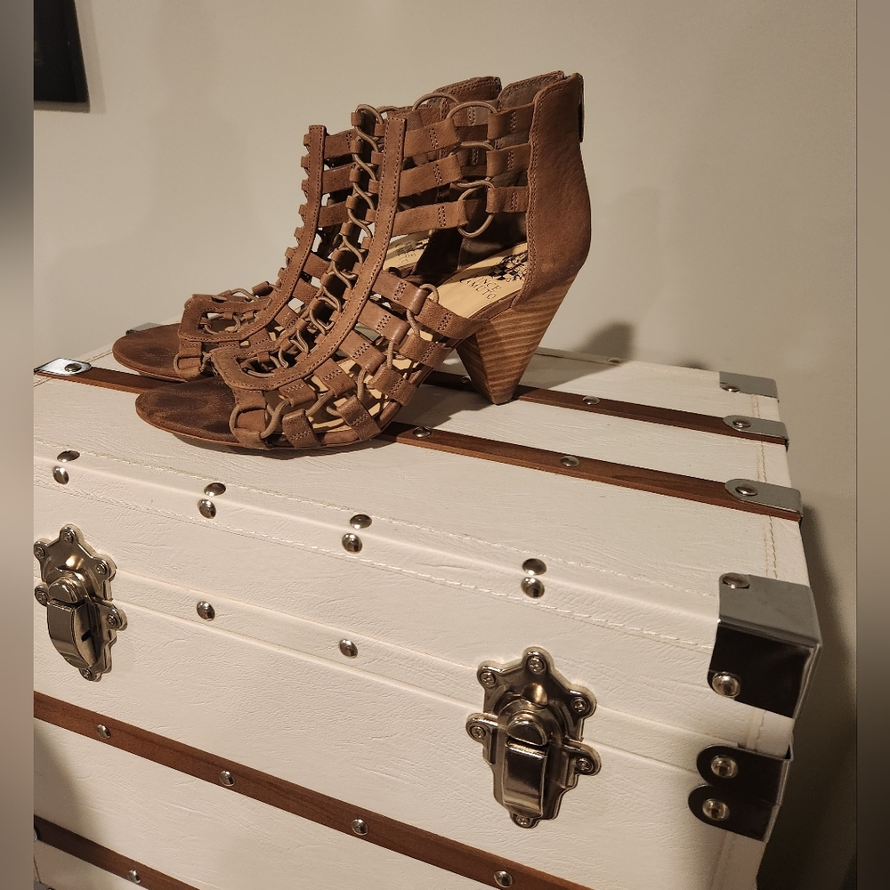 Brown Strappy Wedge Sandals